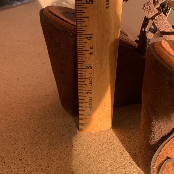 Brown Platforms Shoes unsized fits 6.5 - Picture 7 of 9